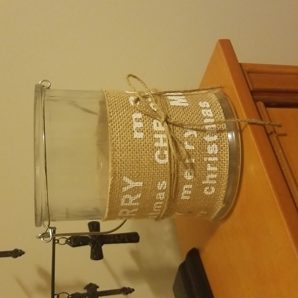 Merry Christmas Burlap Jar/Candle Holder